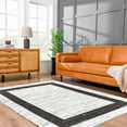 thumbnail image 2 of BoutiqueRugs Jaden Bordered Recycled Handmade Area Rug - Off White, Black White, Smoke - 6' x 9', 2 of 8