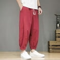 thumbnail image 3 of Mens Loose Straight Cotton Summer Casual Pants - Breathable, Solid Color, Elastic Waist - Daily/Work, 3 of 6