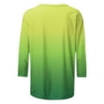thumbnail image 5 of JURANMO 3/4 Length Sleeve Womens Tops Summer Round Neck Tunic Tops Dressy Casual Pleated Shirts Fashion Gradient Print Blouse Prime Sales Today Green M, 5 of 7