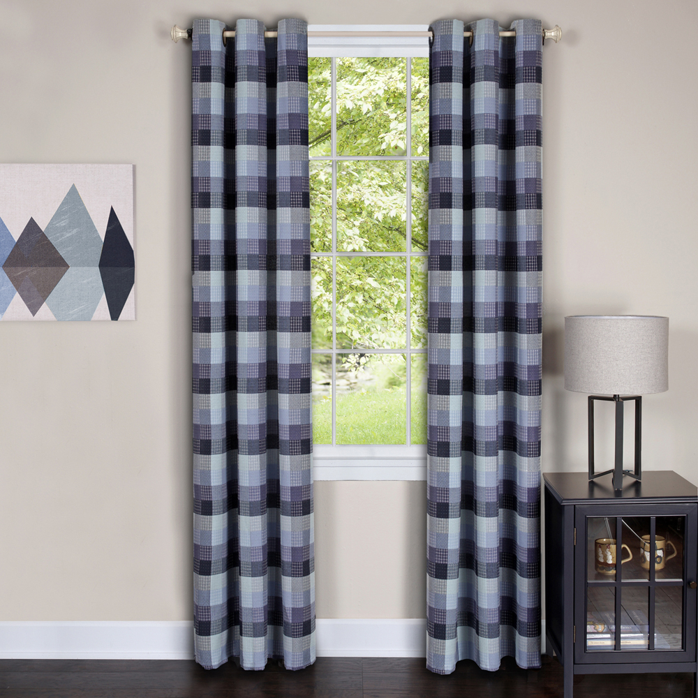 Achim Harvard Rod Pocket Light Filtering Curtain Tier Pair, Blue, 57" x 36" - image 2 of 6