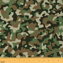 Homewish Geometric Camo Fabric by the Yard 2 Yard,Retro Rustic Camouflage Room Decor Fabric by the Yard,Green Beige Fabric for Sewing For Kids,Microfiber Bedroom Decor