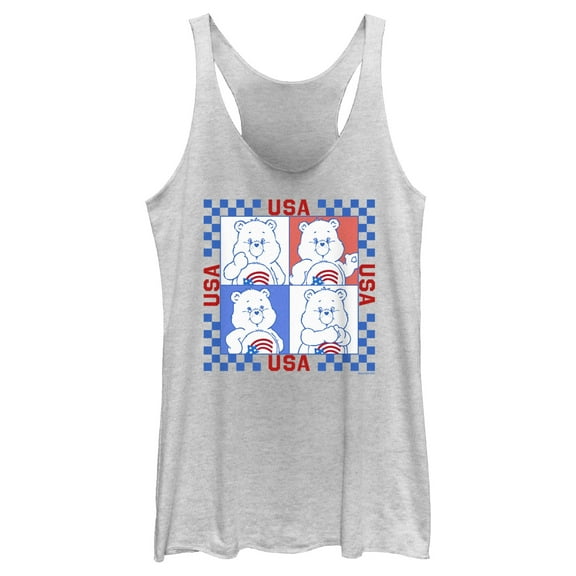 Women's Care Bears America Cares Bear Patriotic Portraits  Racerback Tank Top