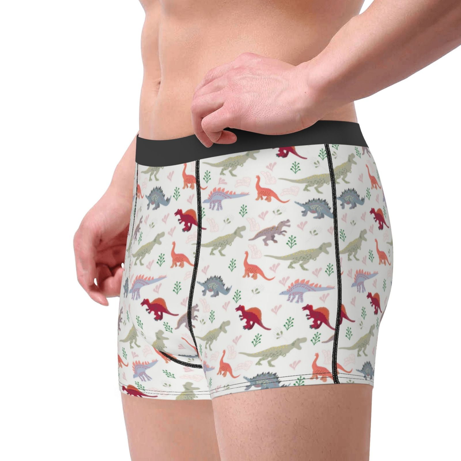 XULLZH Dinosaurus patroon Print Heren Ondergoed Slips Ondergoed Mannen Casual Stretch Boxer Slips Ademend Stretch, Zwart, XL