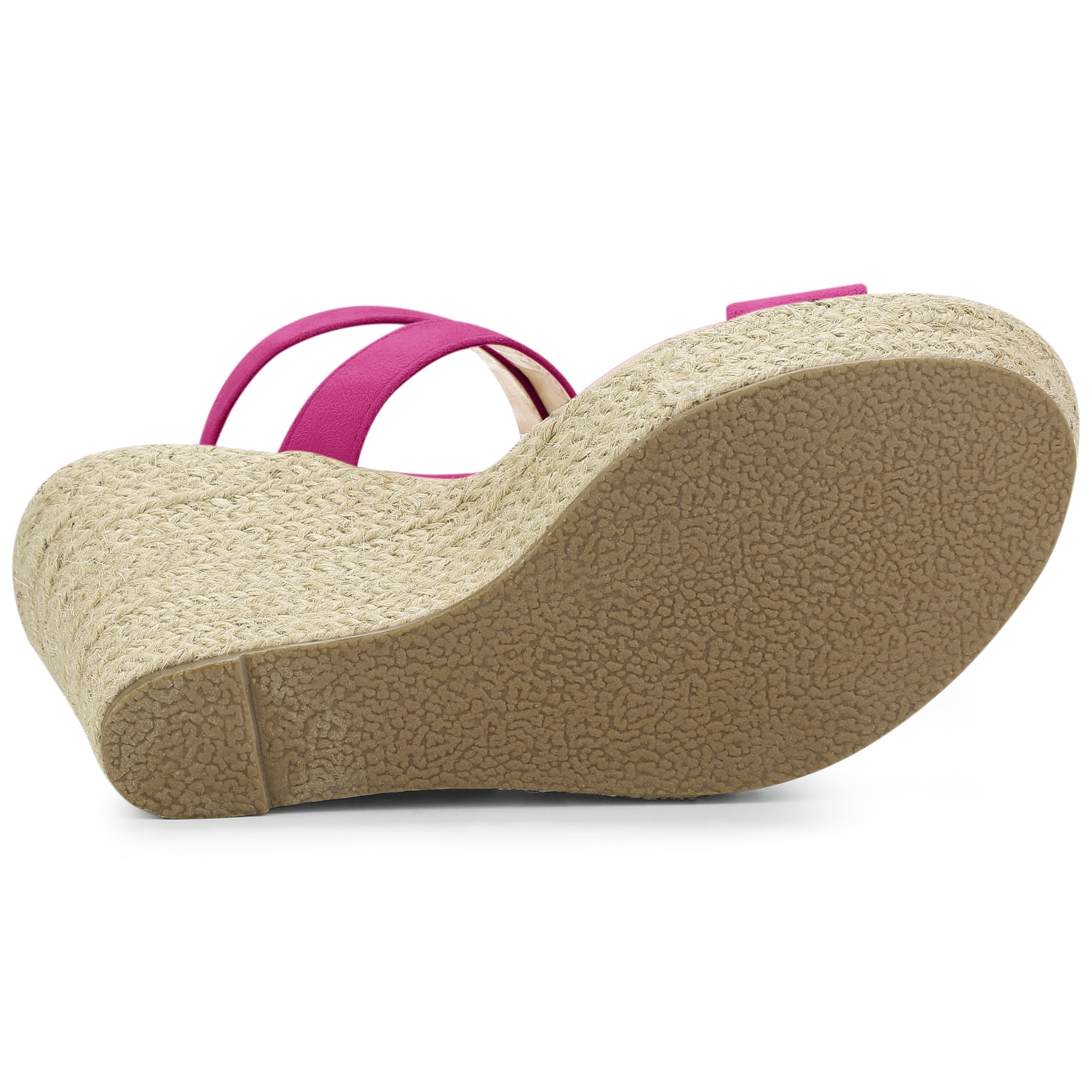 DARING DIVA Women's Slingback Crisscross Wedges Heel Espadrille Sandals Hot Pink 7.5
