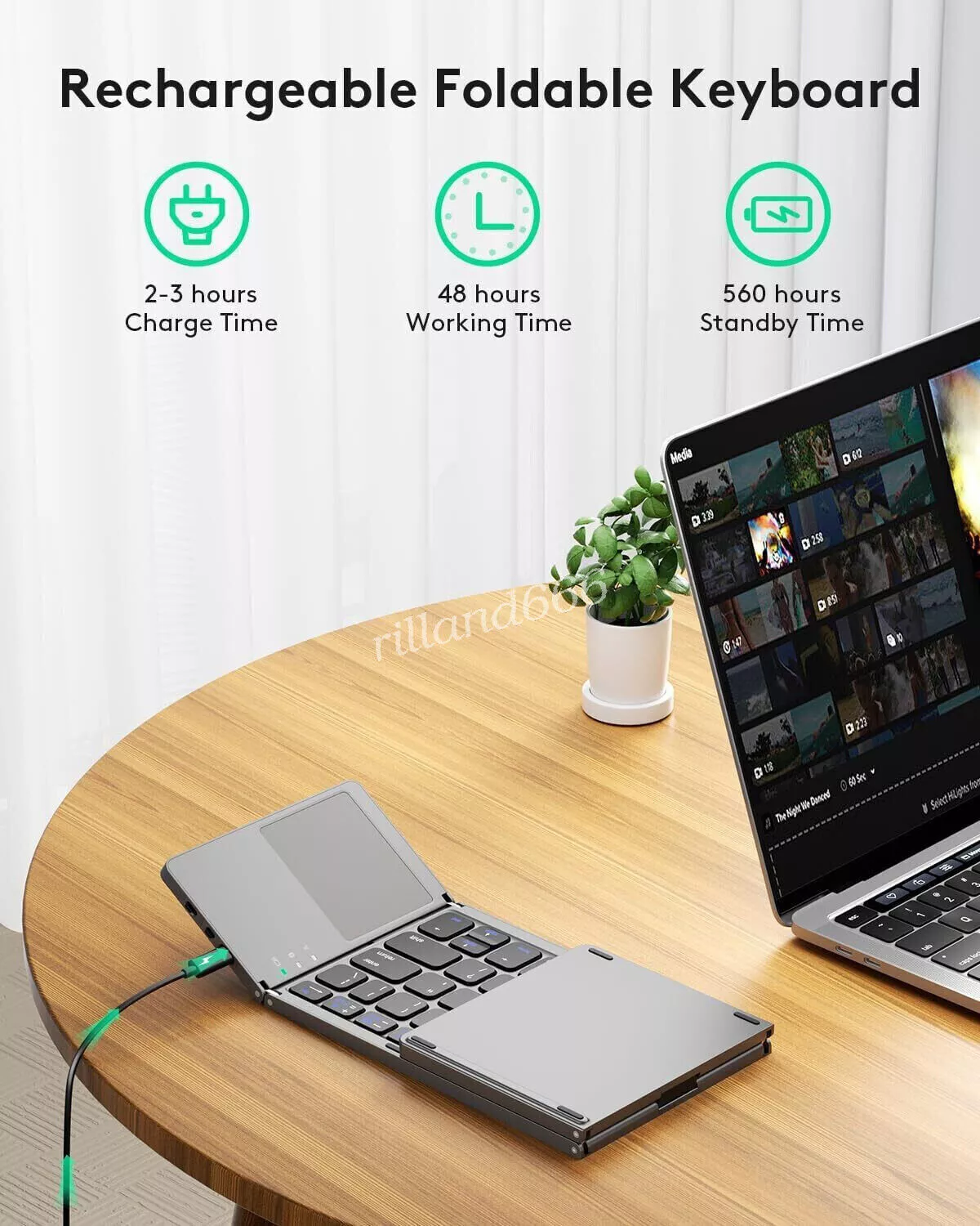 Mini Folding Wireless Bluetooth Keyboard With Touchpad for Laptop Tablet Phone