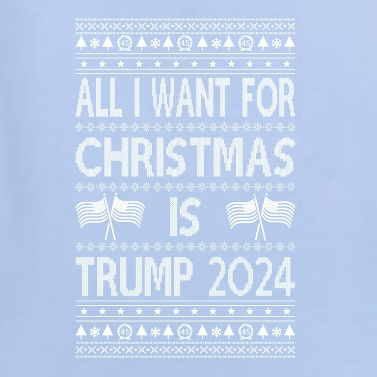 Wild Bobby All I Want For Christmas is Trump 2024 Elections Ugly Christmas Sweater Women Graphic Tee Light Blue Medium