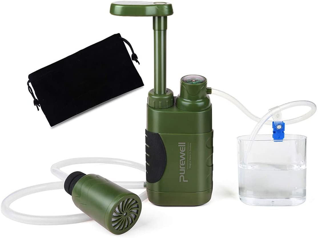 FYSW Water Filter 0.1 Micron Purifier Pump Portable for Camping Dual Ceramic Membranes Cartridge Hiking