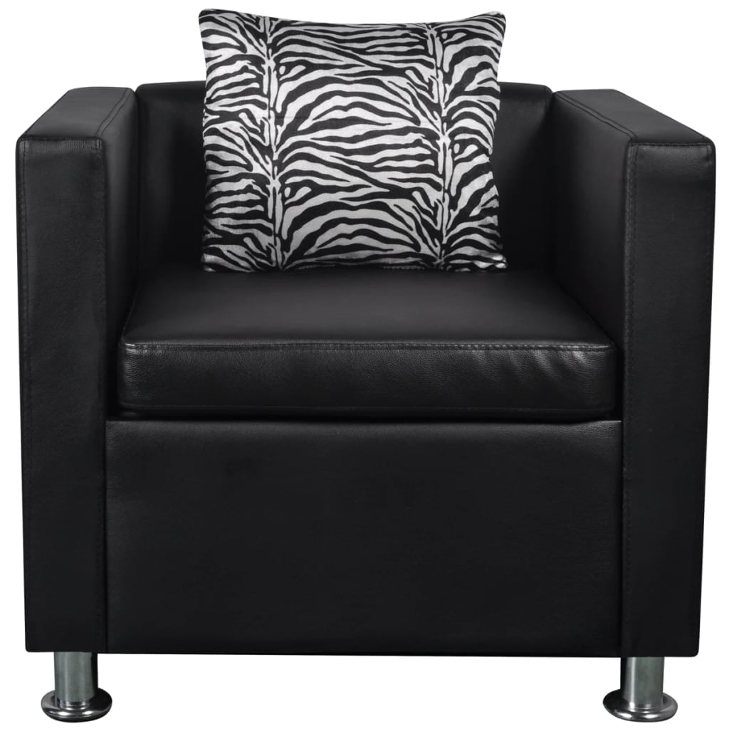 Kepooman Modern Leather Armchair with Metal Feet for Living Room, Black Kepooman Modern Leather Armchair with Metal Feet for Living Room, Black