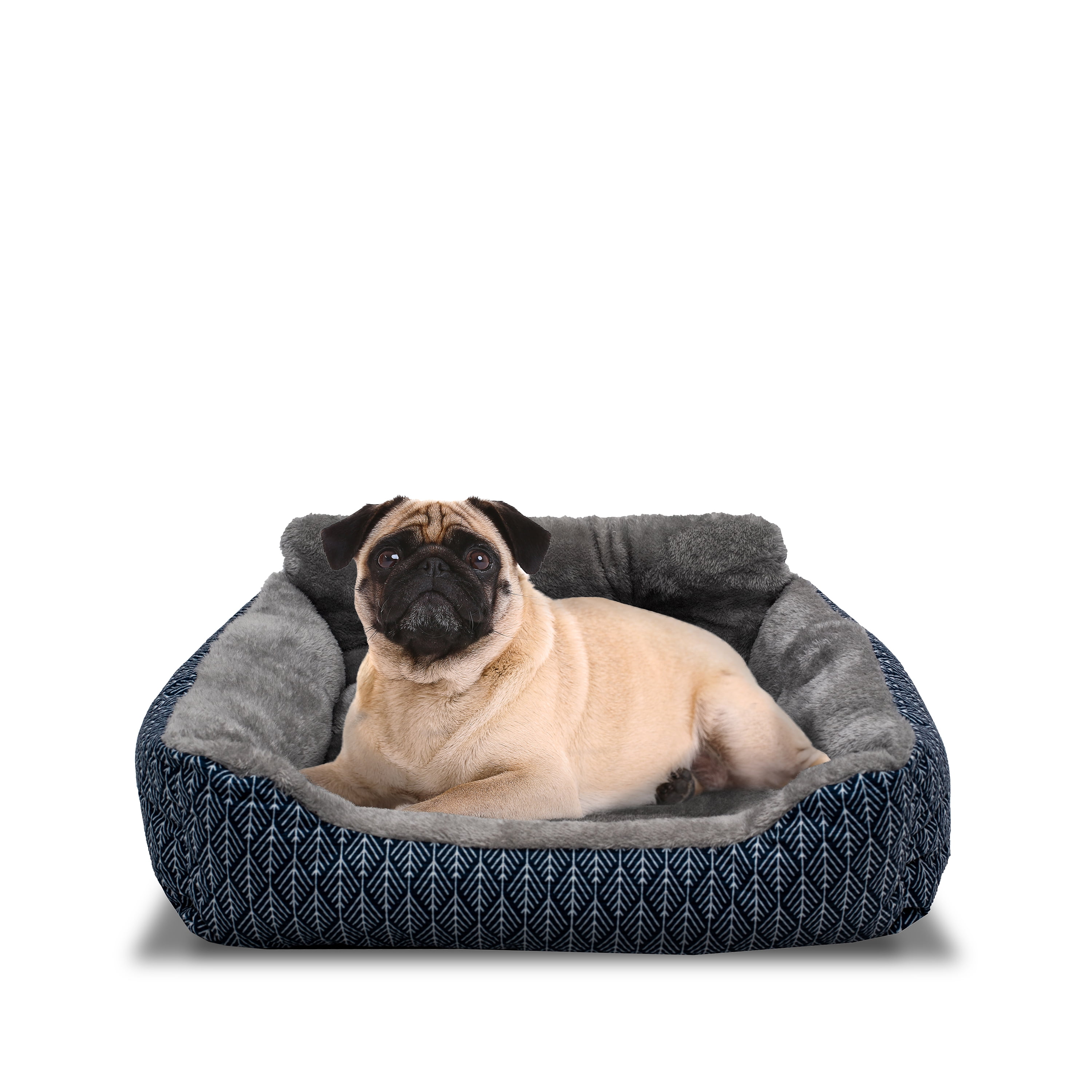 Vibrant Life Lounge Pet Bed, Small, Blue Print
