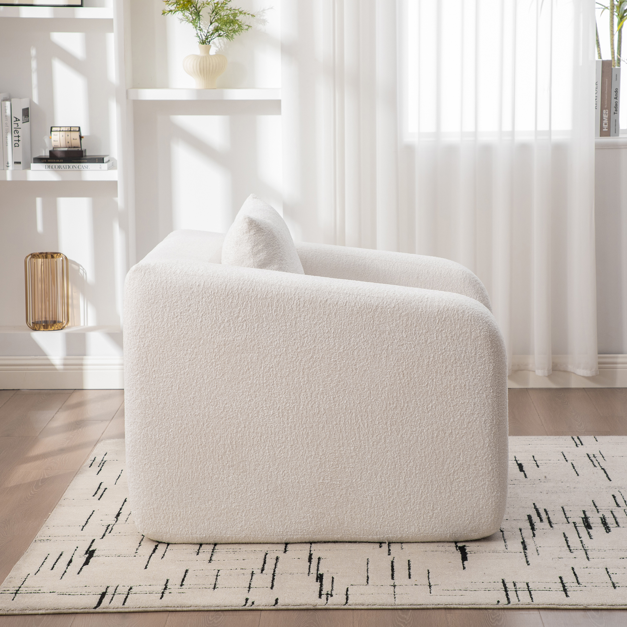 Modular Folding Sofa Chair,Convertible Floor Couch with Armrest & Backrest, Sleeper Lounge Accent Chair for Apartment Living Room Bedroom Dorm,Ivory White