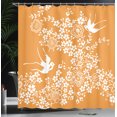 thumbnail image 4 of Ambesonne Orange Shower Curtain, Japanese Tree Birds Art, 69"Wx84"L, Marigold White, 4 of 5