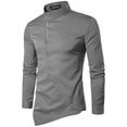 thumbnail image 1 of Camisas s Para Hombre Camisa irregular con botones de personalidad bordada informal a la moda para hombre Camisa informal de manga larga a la moda (Grey, M), 1 of 3