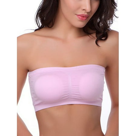 

Colofity Women Strapless Chest Wrap Bra Lady Strapless Crop Tops Stretch Padded Seamless Underwear
