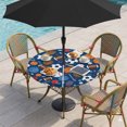 thumbnail image 2 of Ball Sports Round Outdoor Tablecloth with Umbrella Hole Zipper, Navy Blue Elastic Fitted Table Cover, Waterproof Table Cloth for Patio Picnic Party Fits 31"-35", 2 of 9