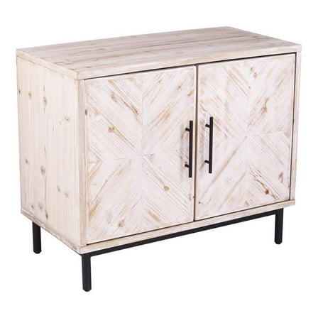 Maklaine Transitional Engineered Wood Cabinet in White Washed / Dark Stained