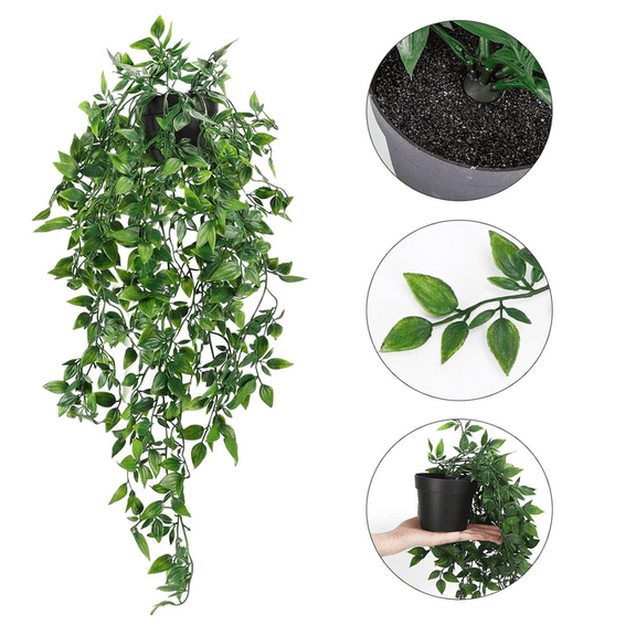 Fake Hanging Plants, Artificial Small Potted Plants for Indoor Outdoor Aesthetic Office Living Room Shelf Decor (1 Pack)