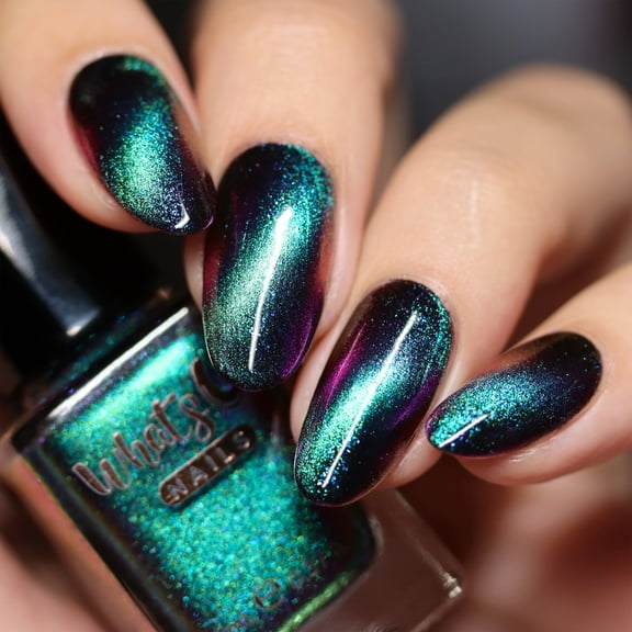 Whats Up Nails - Polar Light Show Magnetic Regular Polish (Multichrome Green/Purple with Purple Iridescent Shimmer) 12 Free Cruelty Free Vegan