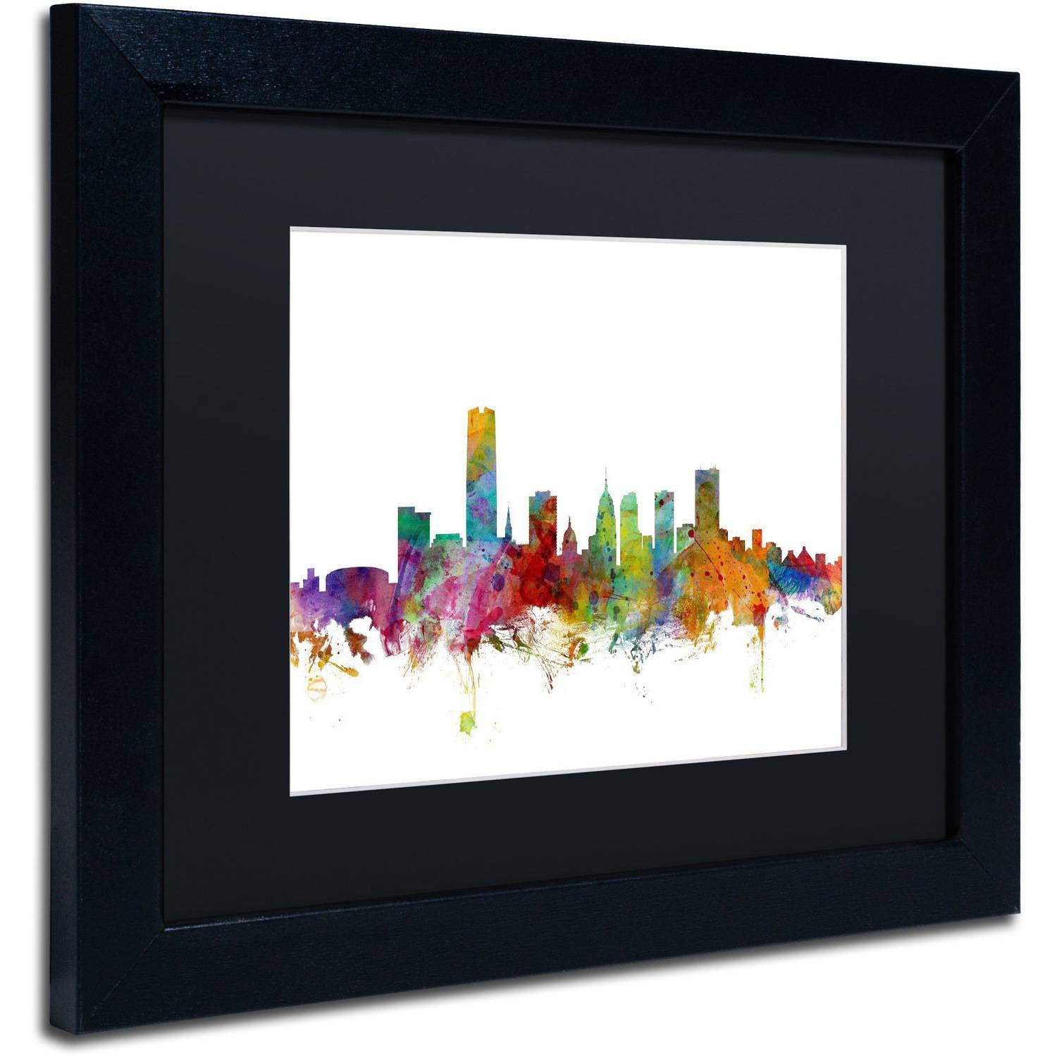 Trademark Fine Art 'Oklahoma City Skyline' Canvas Art by Michael Tompsett, Black Matte, Black Frame