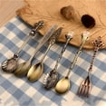 thumbnail image 2 of 6pcs/Set Spoon Coffee Spoon Set Vintage Table Spoon Antique Tea Spoons Coffee Royal Style Metal Carved Fork Tablespoons  Gold, 2 of 8