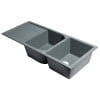 ALFI brand AB4620DI-T Titanium 46 Double Bowl Granite Composite Kitchen Sink with Drainboard