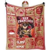 San Francisco Plush Football Blanket, Football Style Travel Blanket Gifts for Men Women Boys Kids, Football Lovers Gifts, Red Football Throw Blanket 60" X 50"