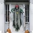thumbnail image 4 of Large 5.7ft Halloween Skeleton Hanging Ghost Skull with LED Eyes and Creepy Sound for Party Décor, 4 of 8