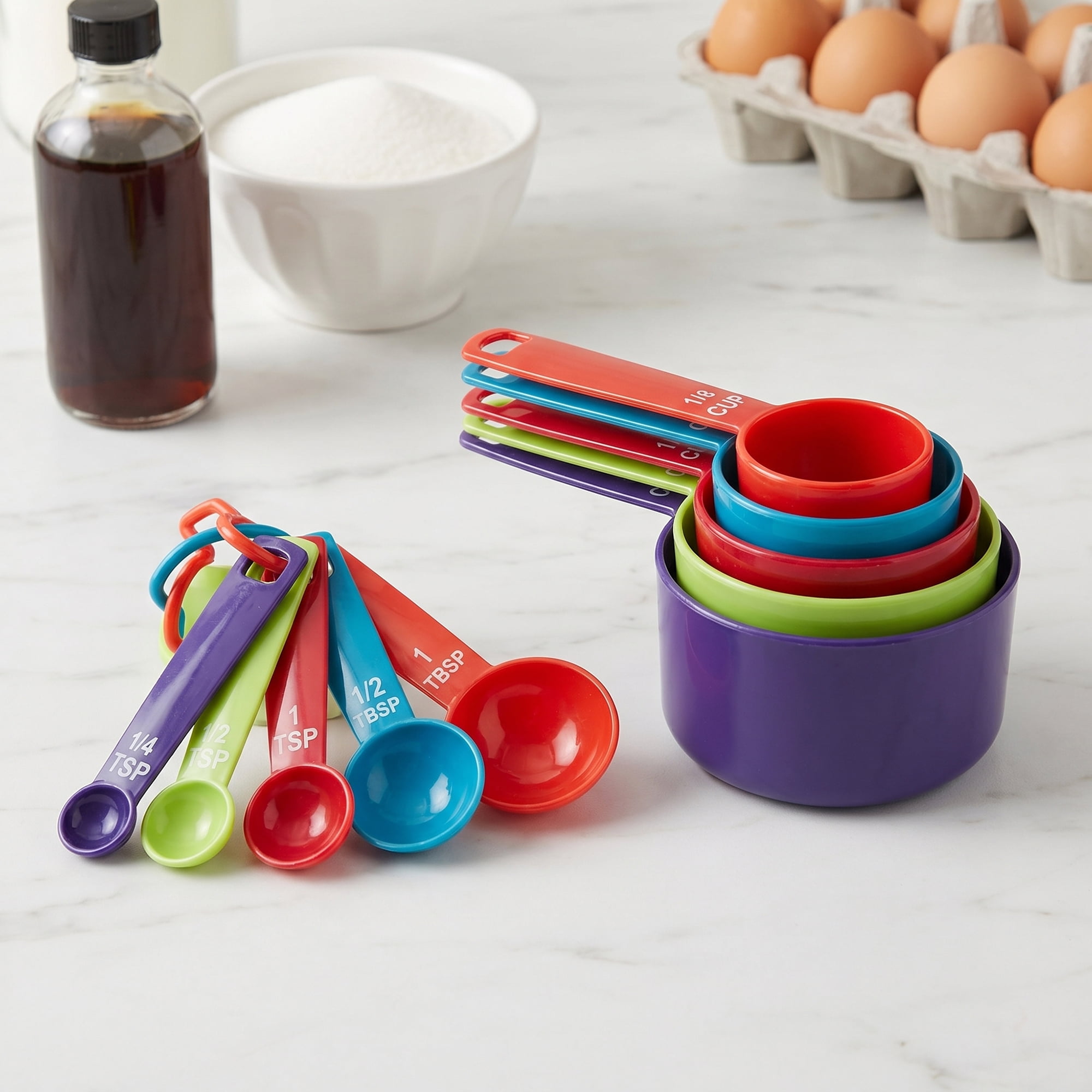 Unique Bargains Durable Plastic Measuring Spoons Set for Cooking Colorful 10Pcs