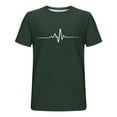 thumbnail image 5 of VBTAPA Mens Heartbeat Print T-shirts Trendy Casual Short Sleeve Round Neck Tees Lightweight Gym Workout Shirts Army Green XL, 5 of 6