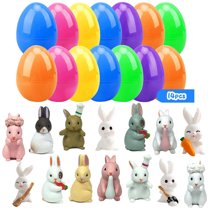Easter Eggs Easter Basket Stuffers, Bunny Statue Toys, Easter Gifts Plastic Easter Eggs for Kids/Teens, Easter Toys Prefilled Easter Eggs with Cute Bunny Easter Party Supplies