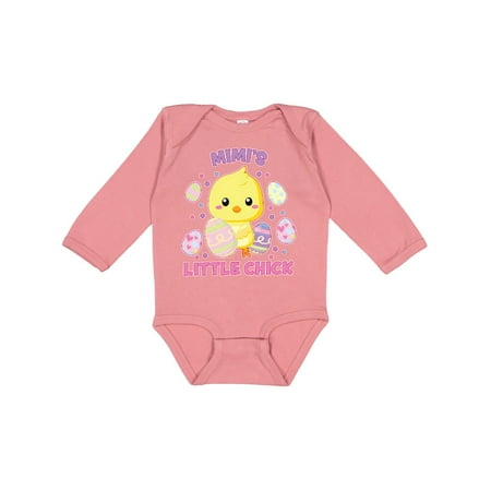 

Inktastic Mimi s Little Chick Cute Easter Chick with Colorful Eggs Gift Baby Boy or Baby Girl Long Sleeve Bodysuit