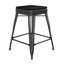Flash Furniture Cierra 24"H Backless Counter Stool, Black, Set of 4