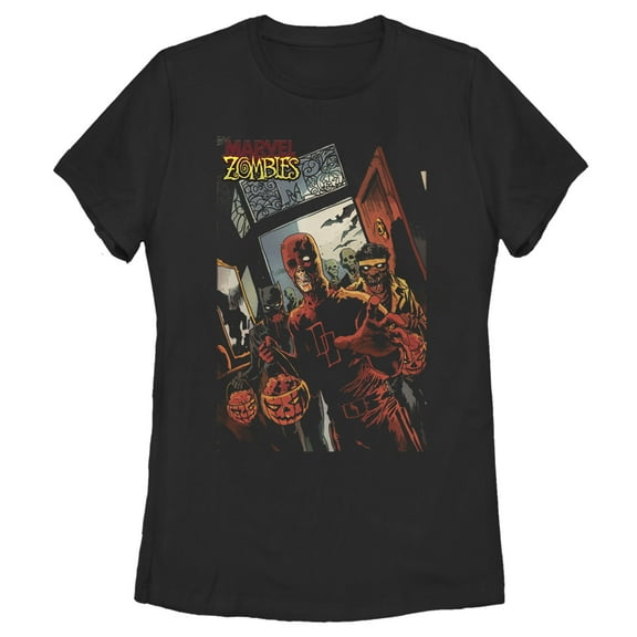 Women's Marvel Zombies Halloween Trick or Treat  Graphic Tee Black X Large