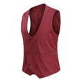 thumbnail image 2 of Cloudstyle Men's U-neck Double-Breasted Solid Color Casual Vest, 2 of 9