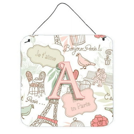 Monogram Letter Love in Paris Pink Wall or Door Hanging Prints