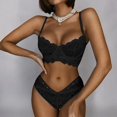 thumbnail image 2 of Gibobby Sujetador De Encaje Para Mujer Bralette para mujeres, niñas, adolescentes, 2 piezas, lencería de soporte bajo, triángulo, cuello en V(Negro, CH), 2 of 5