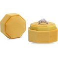thumbnail image 2 of LAICAIW Velvet 2 Slots Jewelry Ring Box Engagement Wedding Box Keepsake Box Bridal Photo Ring Double Slots Octagon (Primrose Yellow), 2 of 3