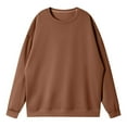 thumbnail image 5 of Womens Crewneck Sweatshirts Casual Long Sleeve Loose Pullover Soft Solid Fall Winter Tops Brown 2XL, 5 of 5