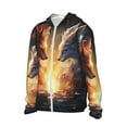 thumbnail image 3 of Goofa Red And White Flame Fox Printed Women's UPF 50+ Sun Protection Hoodie Jacket Lightweight Long Sleeve Sun Shirt for Women with Pocket Hiking Outdoor-Small, 3 of 9