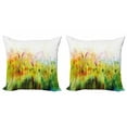 thumbnail image 1 of Ambesonne Floral Throw Pillow Cover 2 Pack, Violet Garden Flower, 18", Green, 1 of 2