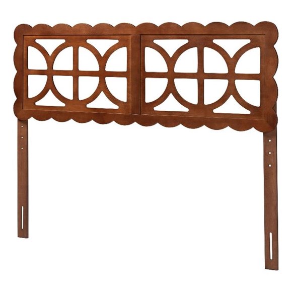 Baxton Studio Nansen Wood Headboard with Scalloped Frame Queen Walnut