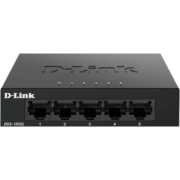 Restored D-Link DGS-105GL 5-Port Gigabit Desktop Switch - Black (Refurbished)