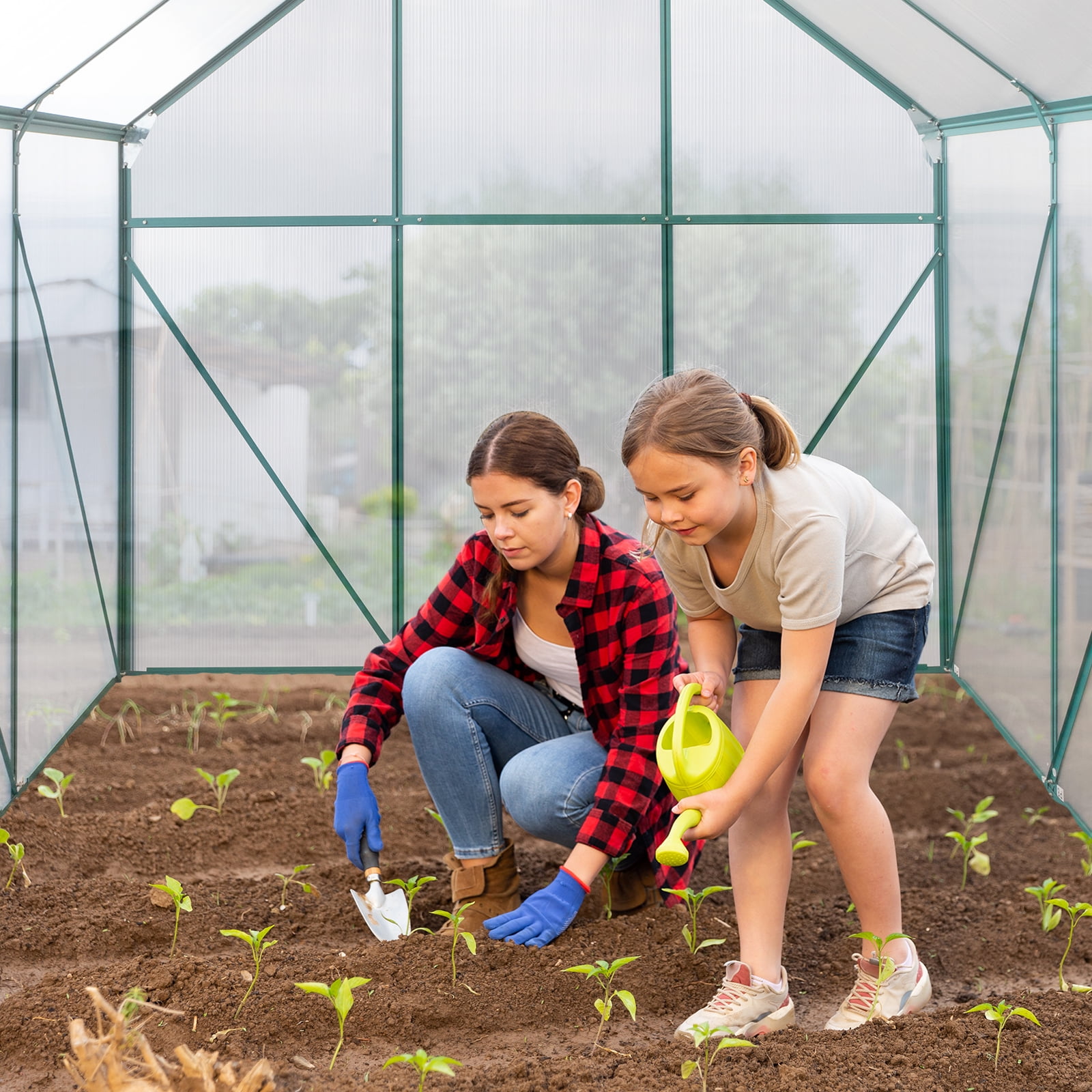 UBesGoo Garden 6x8ft Hybrid Polycarbonate Greenhouse for Garden Green
