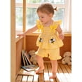 thumbnail image 3 of Happy Town Toddler Girl Clothes Infant Girl Sleeveless Ruffle Set Cute Bowknot Dress Top Shorts Outfits For Kids, 3 of 9