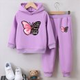 thumbnail image 2 of HCNTES Baby Girl Clothes Winter Girls Sets 2 Pieces, Butterfly Printed Pullover Long Sleeve Hoodies Sweatpants Set, 2 of 4