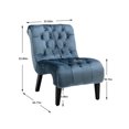 thumbnail image 7 of Morden Accent Chair, Armless Living Room Chair with Curved Backrest, Button Tufted Velvet Upholstered Leisure Chair with Solid Wood Legs, Single Sofa Chair for Bedrooom Apartment Office, Light Blue, 7 of 7