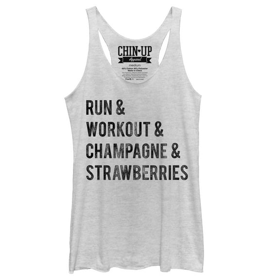 Women's CHIN UP Champagne and Strawberries  Racerback Tank Top White Heather Small