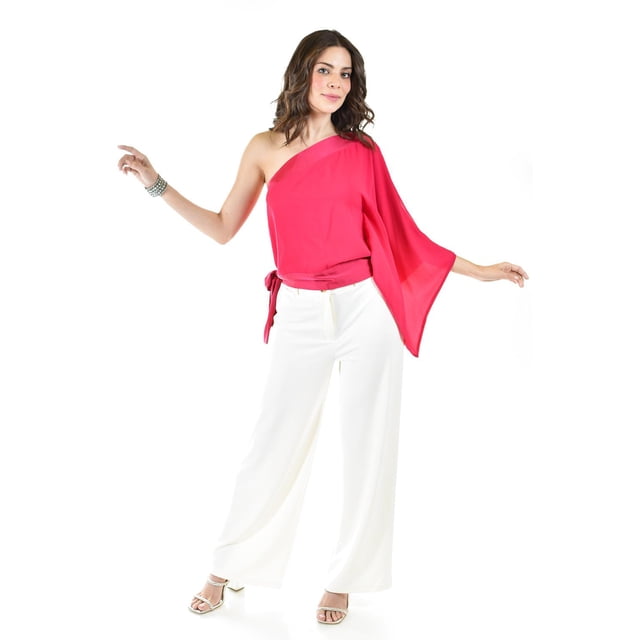 Blusa asimétrica Roman Fashion Juvenil 32745 Fiusha fucsia G
