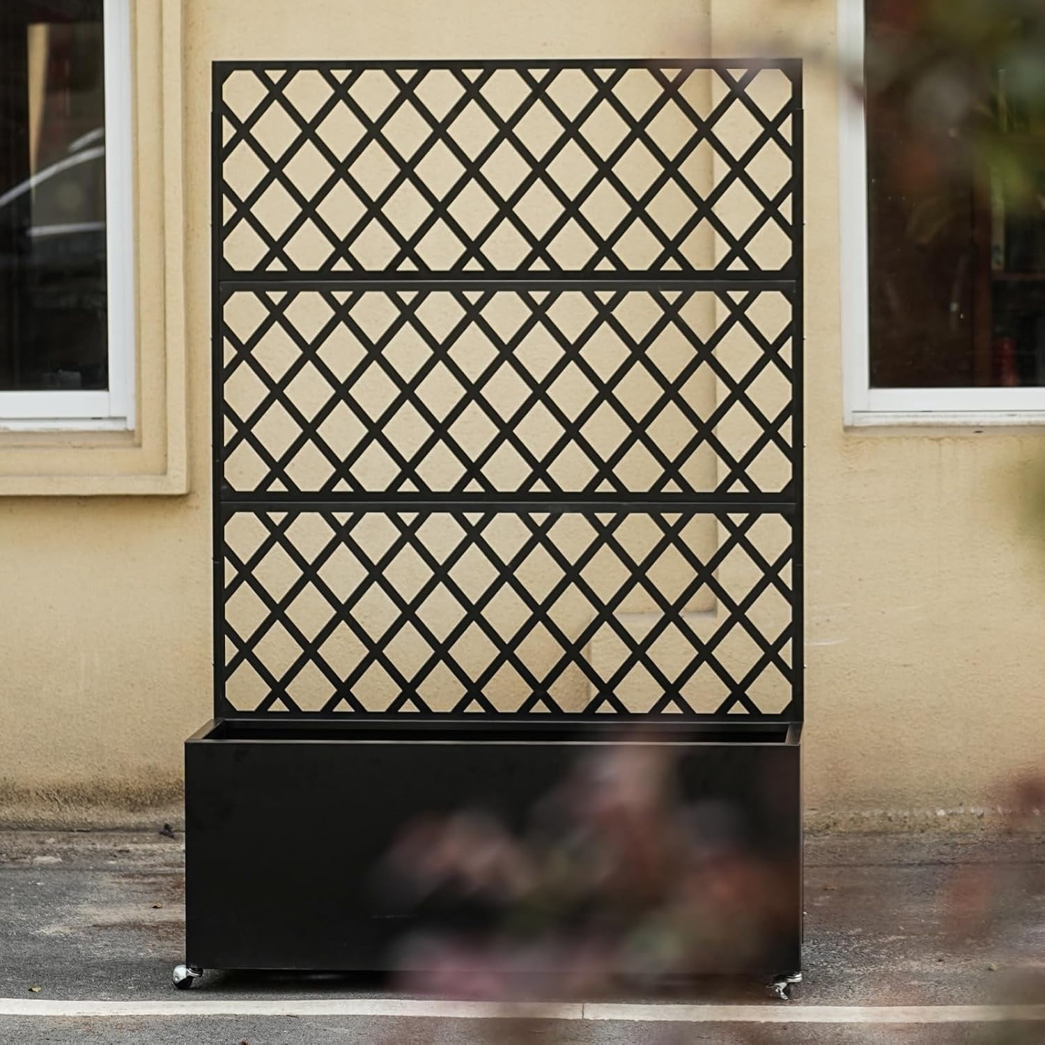 Galvanized Steel Raised Garden Bed with Trellis & Privacy Screen - 71 in x35 in x16 in Planter Box with Lockable Casters & Drainage Holes for Vines, Vegetables On Patio, Deck or Yard