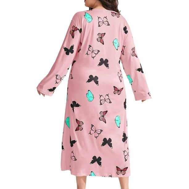 Bellella Women Nightgowns Short Sleeve Night Gowns Sleep Dress Nightwear Pajama Ladies Sleepwear Pink 3XL