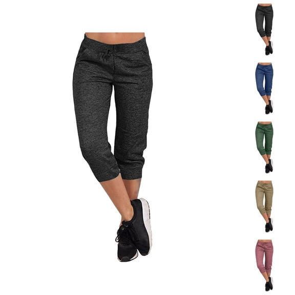 Capri Pants for Women 2025 Solid Color Summer Casual Running Workout Capris Leggings Womens Cropped Pants